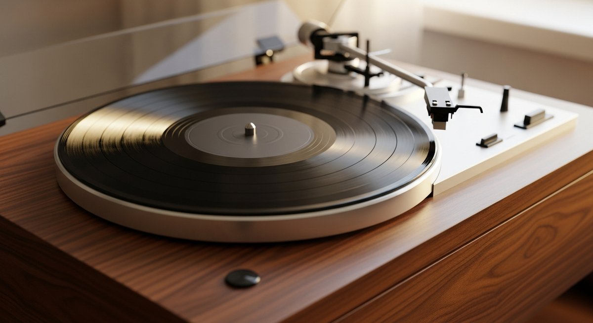 Editorial vintage turntable detail
