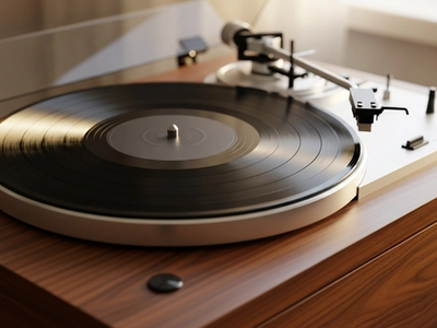 Editorial vintage turntable detail