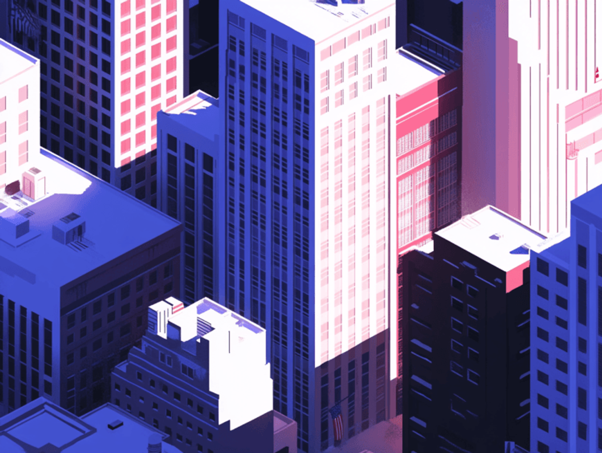 Abstract urban cityscape at sunset