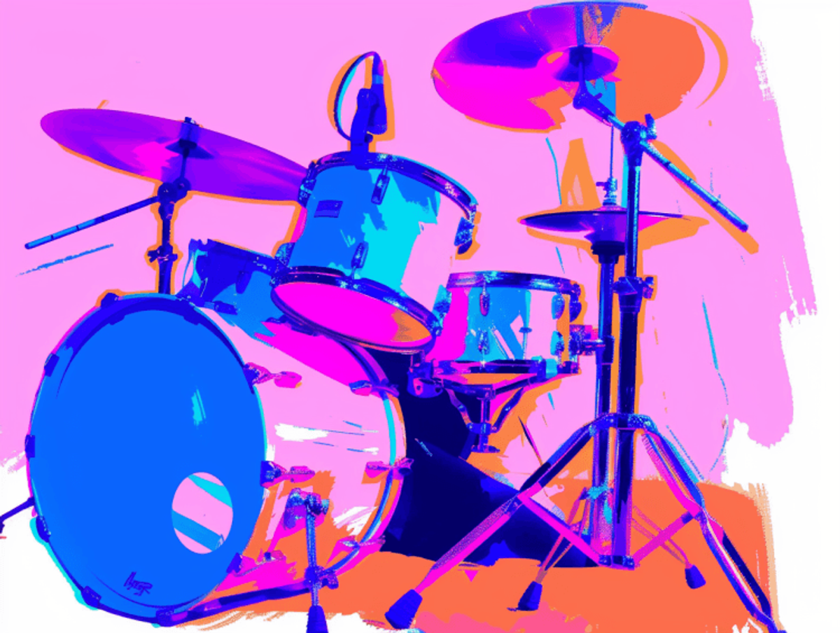 Colorful pop art drum set illustration