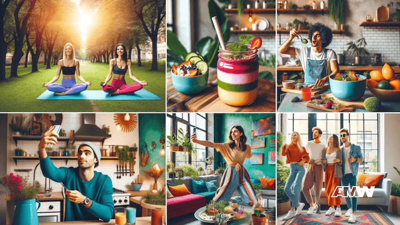 Social media marketing dashboard showing engage your audience on instagram and tiktok