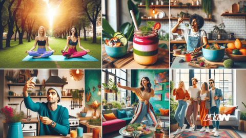 Social media marketing dashboard showing engage your audience on instagram and tiktok