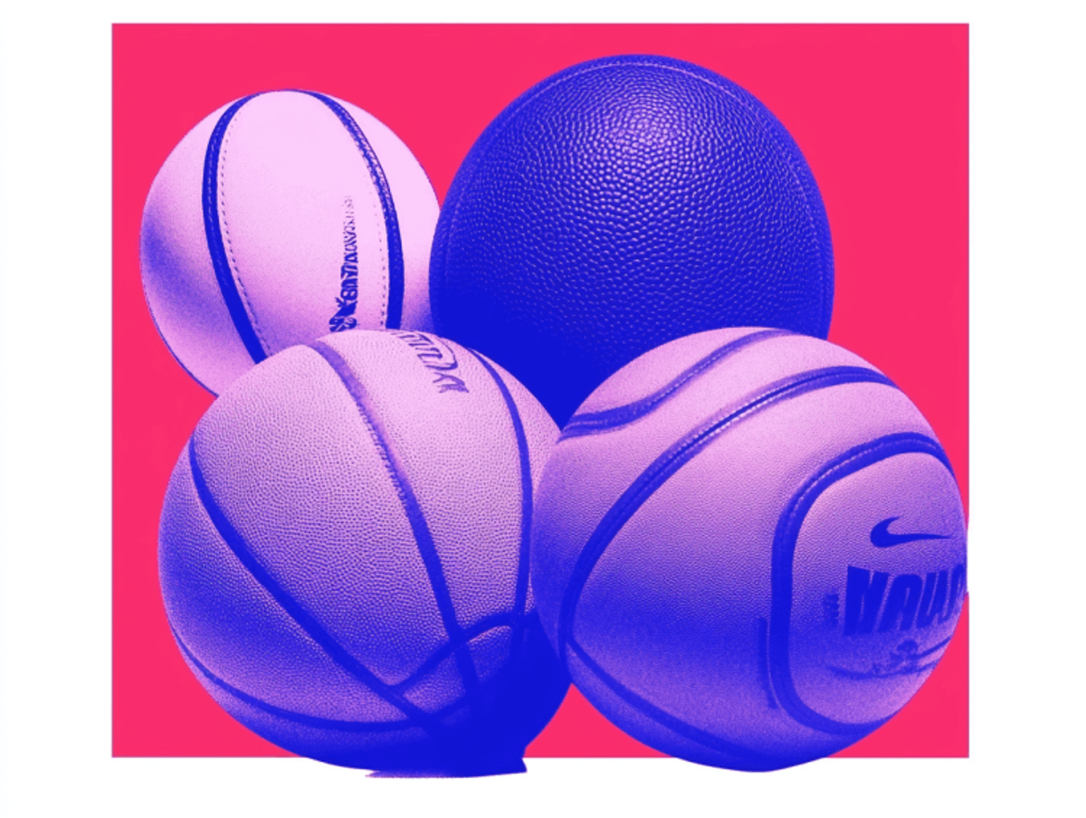 Various sports balls on vibrant background