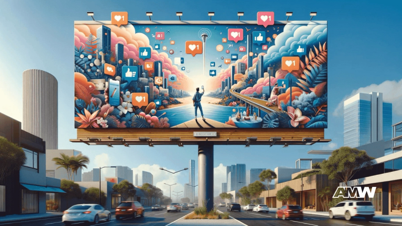 Marketing team discussing combine billboard ads with influencer marketing