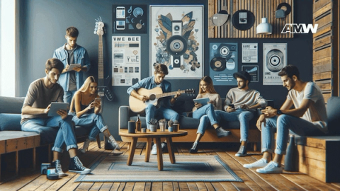Music industry professional working on innovative strategies for music marketing in 2025
