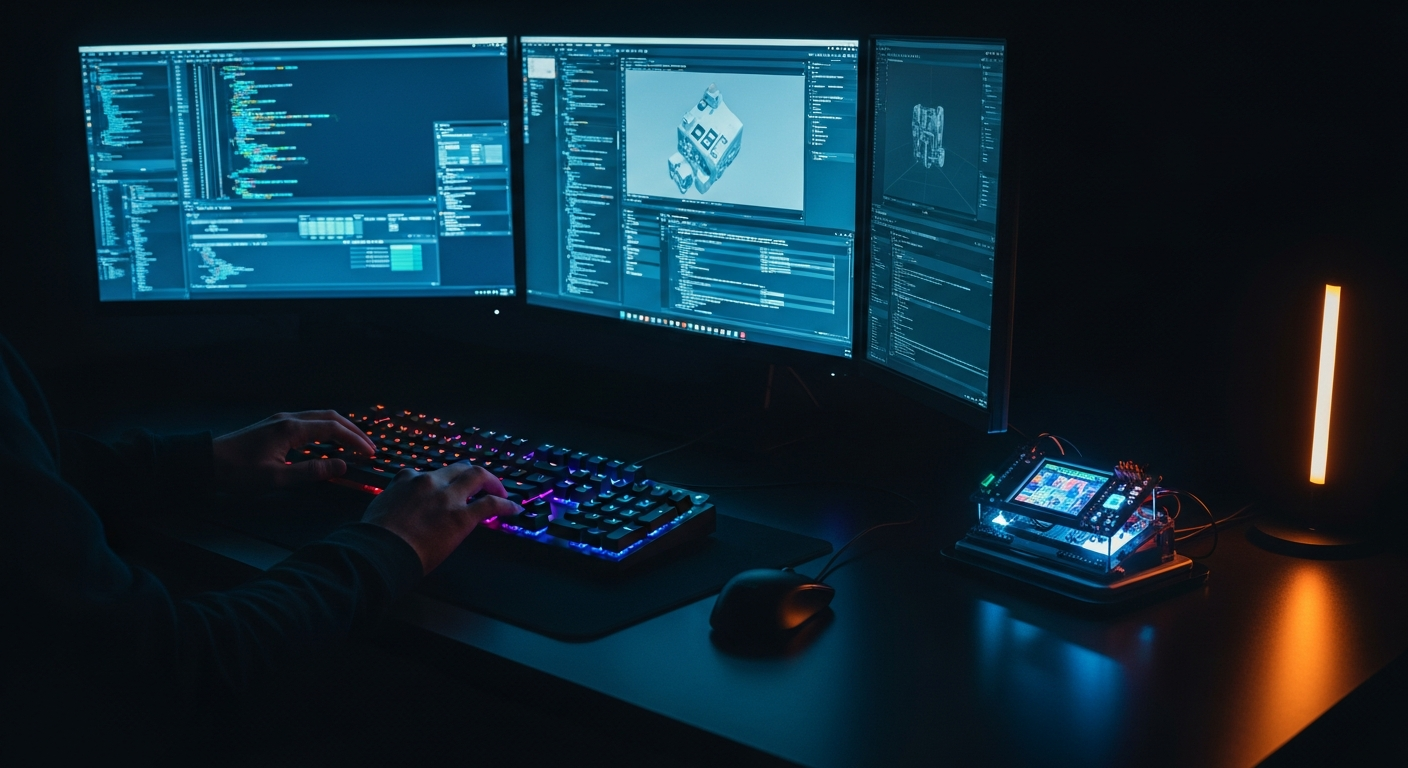 Tech professional personal branding with innovation workspace