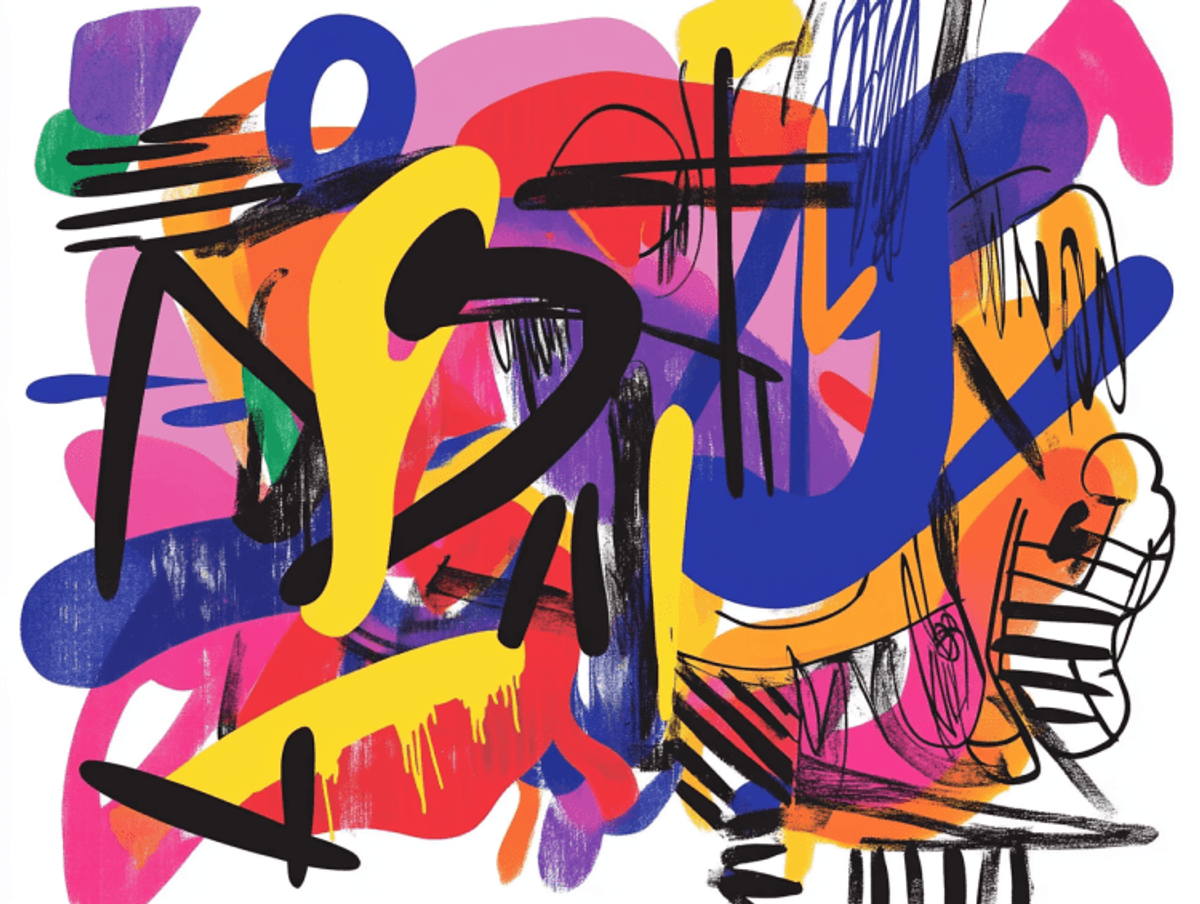 Colorful abstract graffiti art with bold strokes