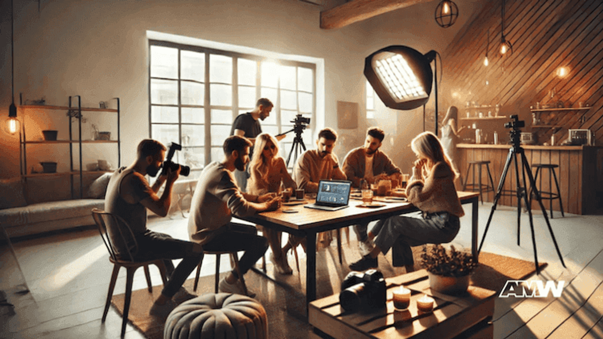 Group working in a modern studio setting.