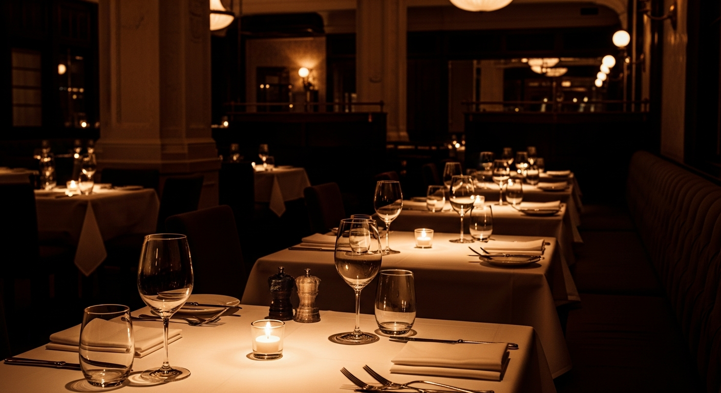 Restaurant digital marketing with upscale dining atmosphere