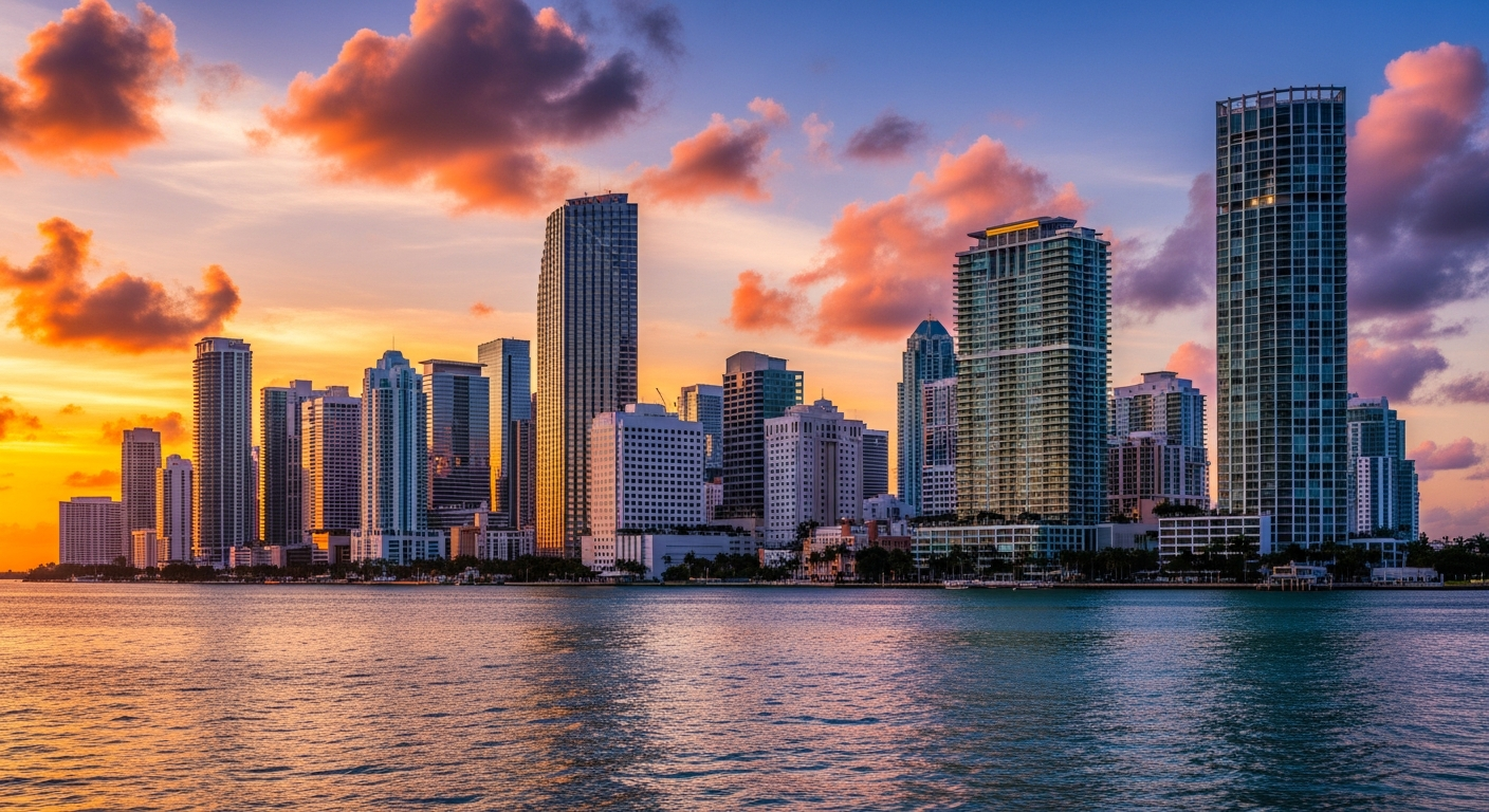 Personal branding services in Miami - Miami skyline at golden hour