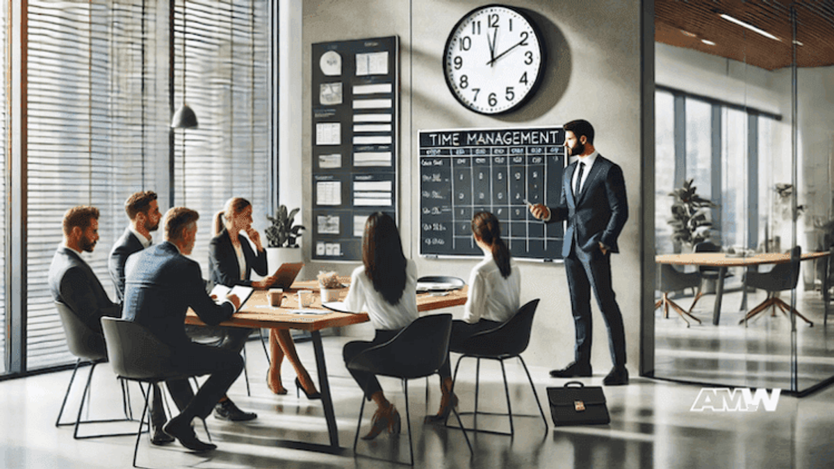 Business meeting on time management.