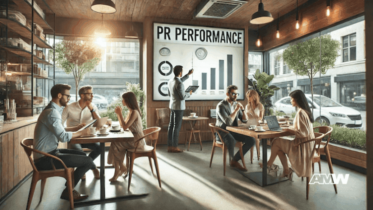 Business meeting in cafe with charts presentation