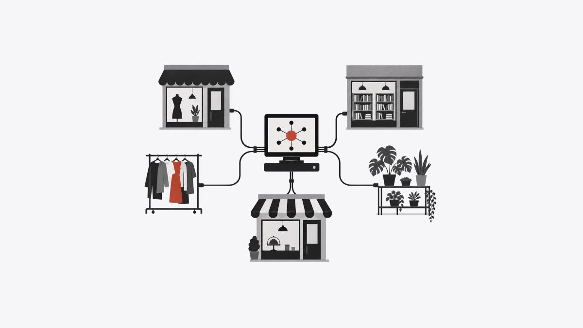 Illustration: Other sellers wanted the tool built for a snowboard shop a clothing seller; a bookseller; a plant seller. The same software fit sellers of clothes, books and plants alike.