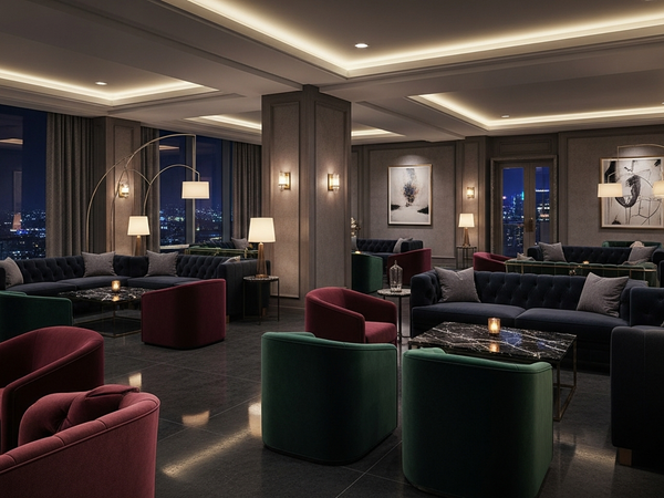 Entertainment marketing services - luxury VIP lounge with ambient lighting