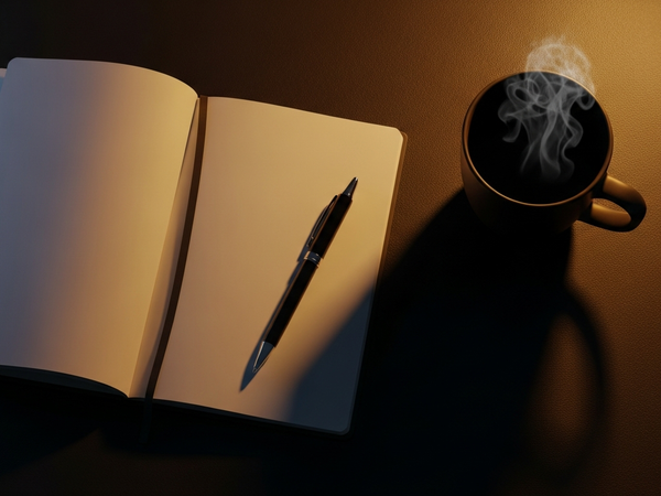 Content marketing services - premium workspace with editorial composition