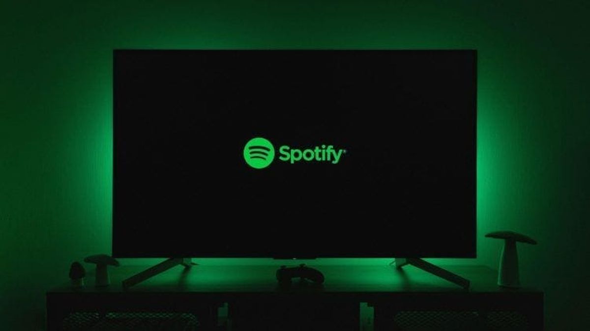 Spotify logo on TV screen