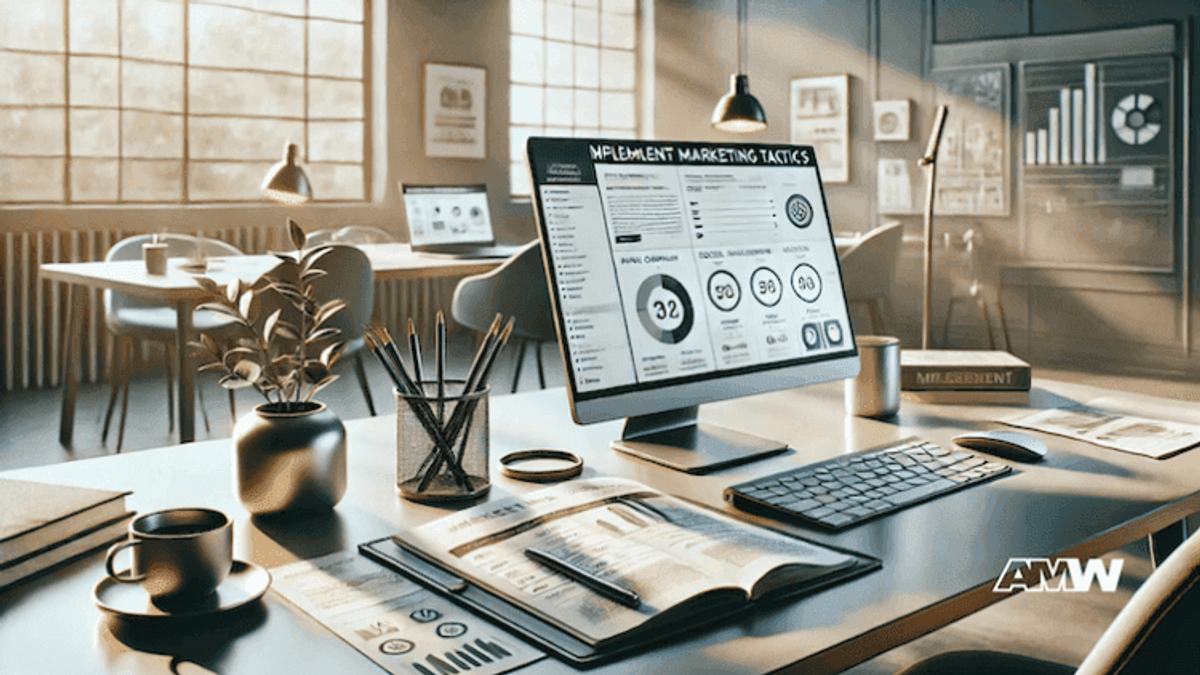 Modern office showing marketing strategies on computer.