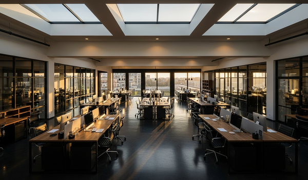 Modern creative agency workspace with natural light - digital marketing statistics