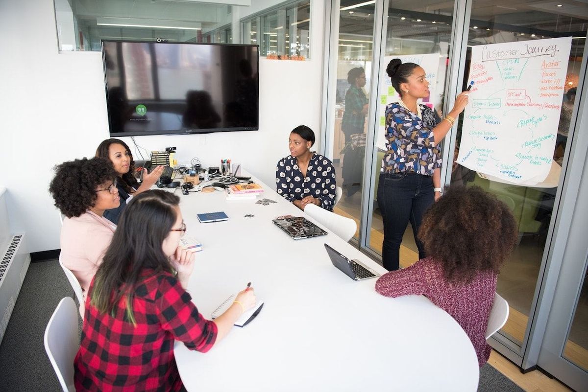 Marketing team discussing make your brand stand out in a saturated market