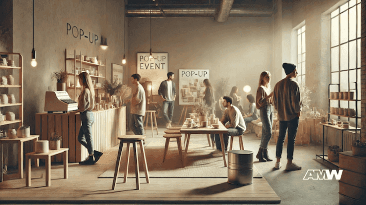 People at a cozy pop-up event.