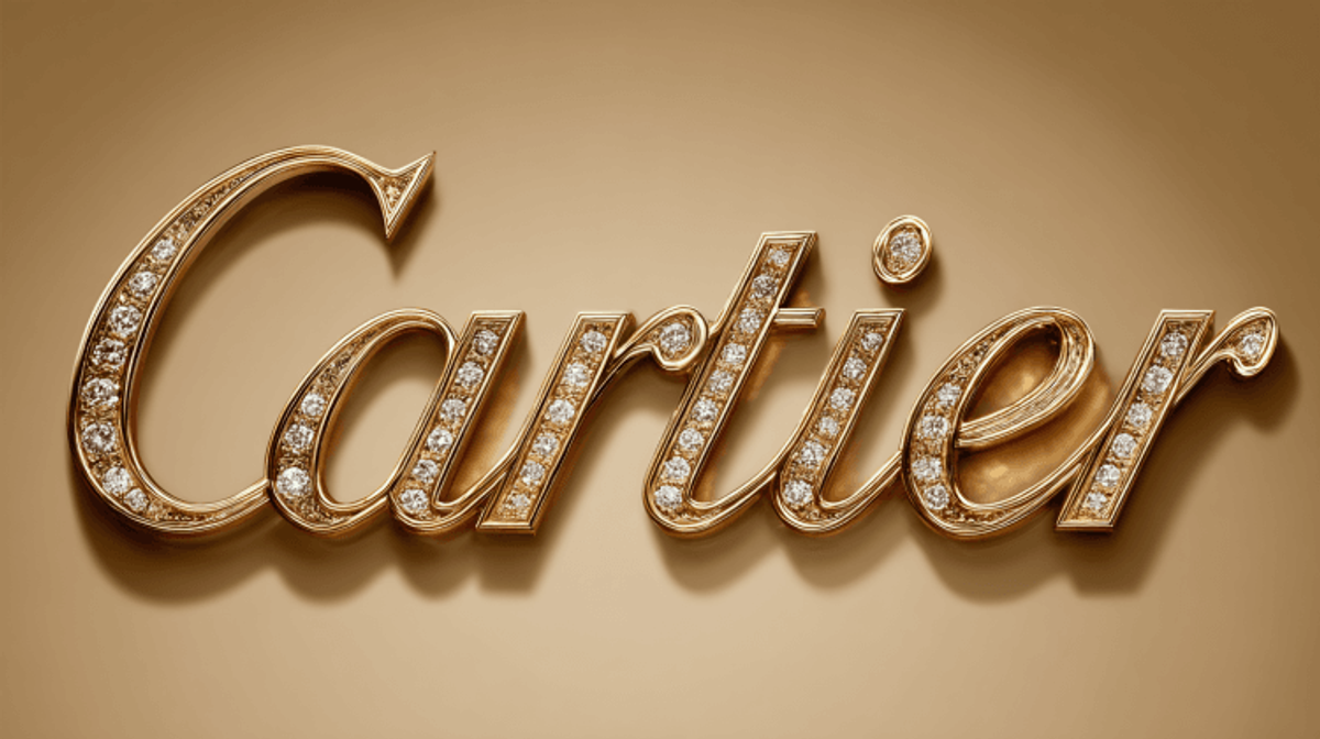 Cartier logo in gold with diamonds