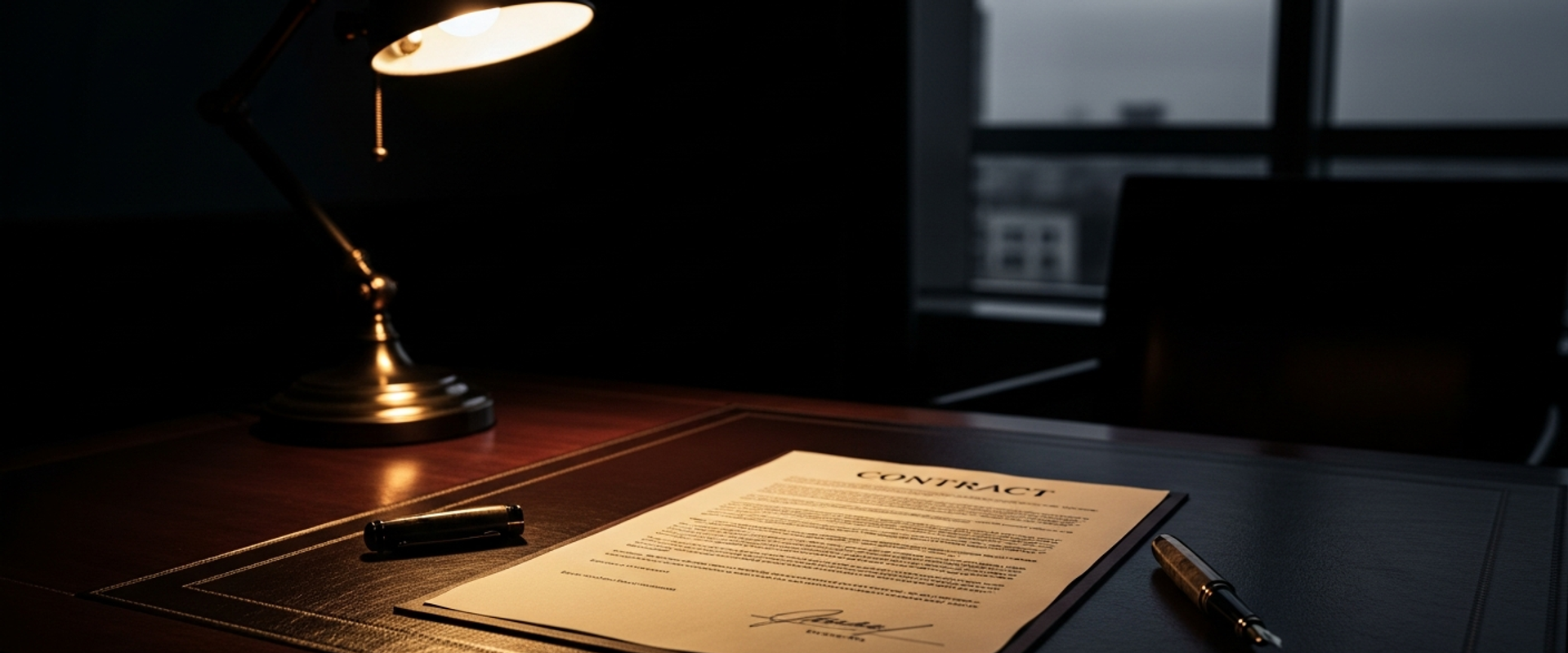 Signed PR contract on executive desk with fountain pen — choosing between retainer and project-based pricing models