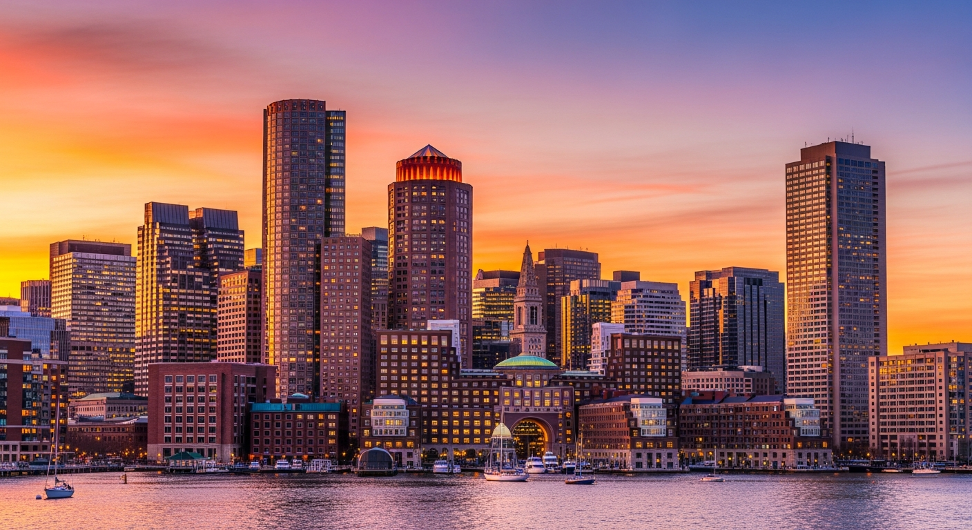 Personal branding services in Boston - Boston skyline at golden hour
