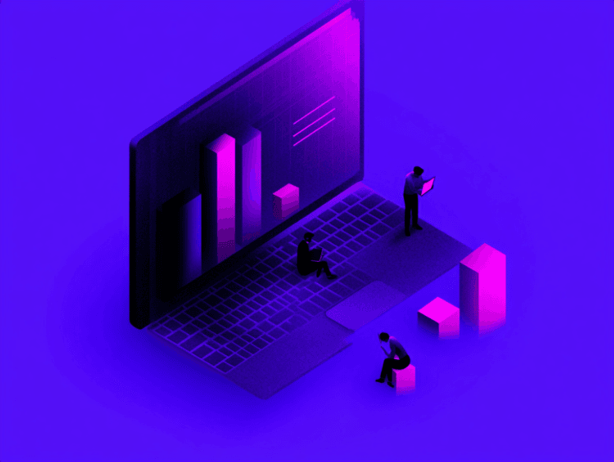 Abstract digital data visualization on vibrant background.