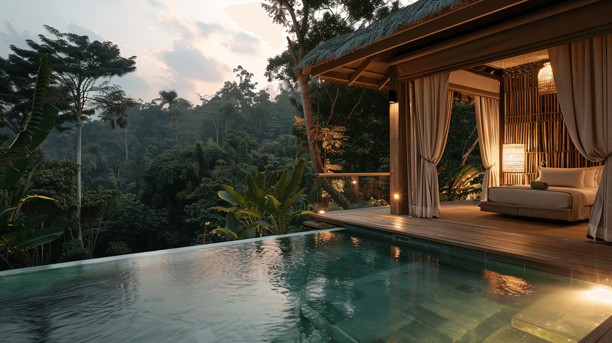 Luxury jungle villa with pool and forest view