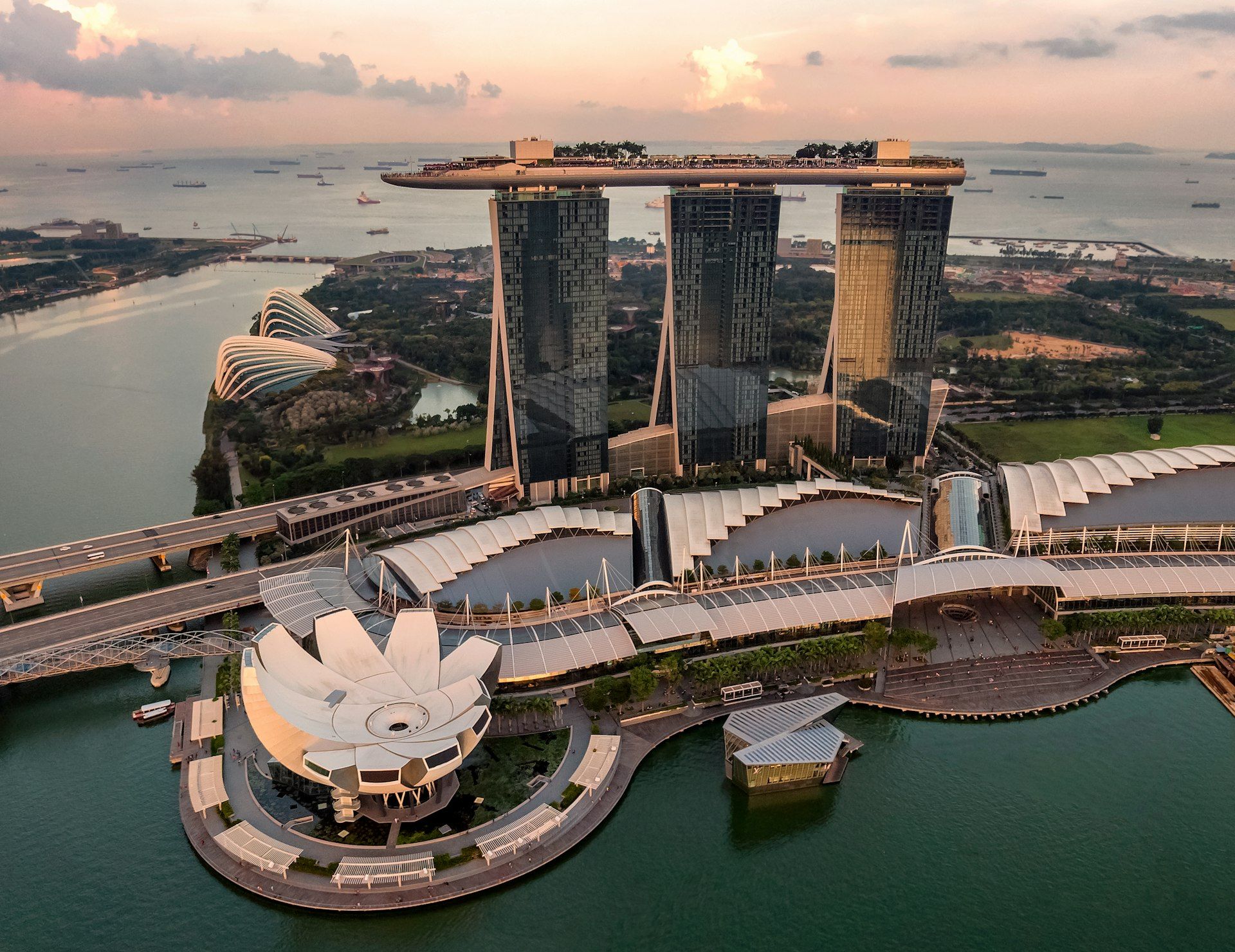 Singapore skyline with Marina Bay Sands at twilight
