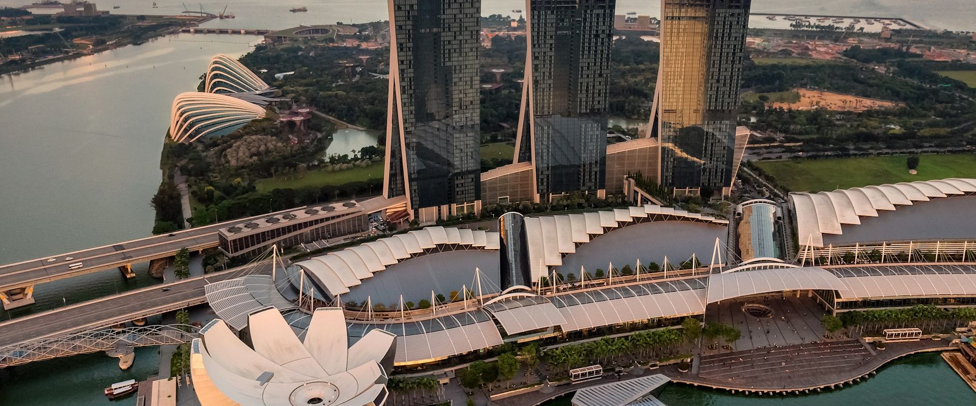 Singapore skyline with Marina Bay Sands at twilight