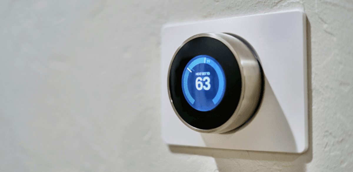 Smart thermostat set to 63 degrees