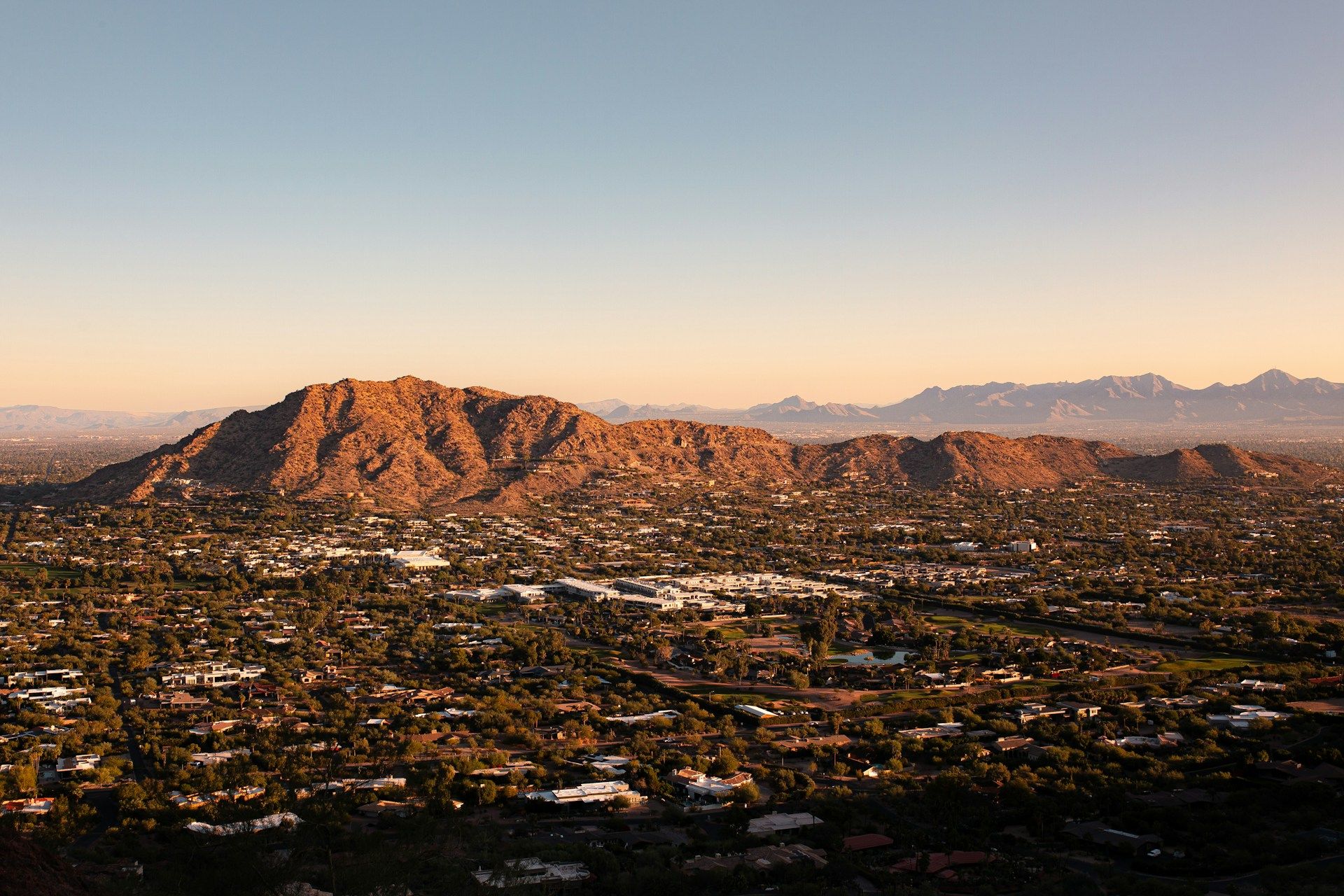 Phoenix and the Sonoran desert mountains at sunset — crisis PR in Phoenix