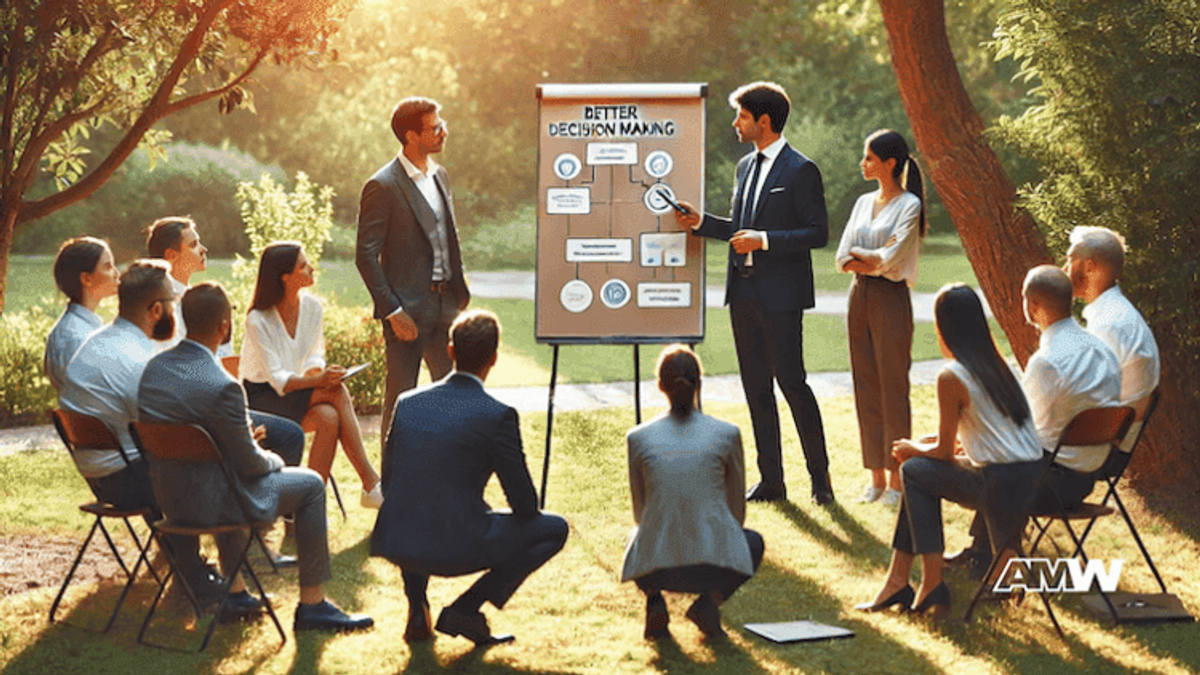 Team meeting outdoors with presentation