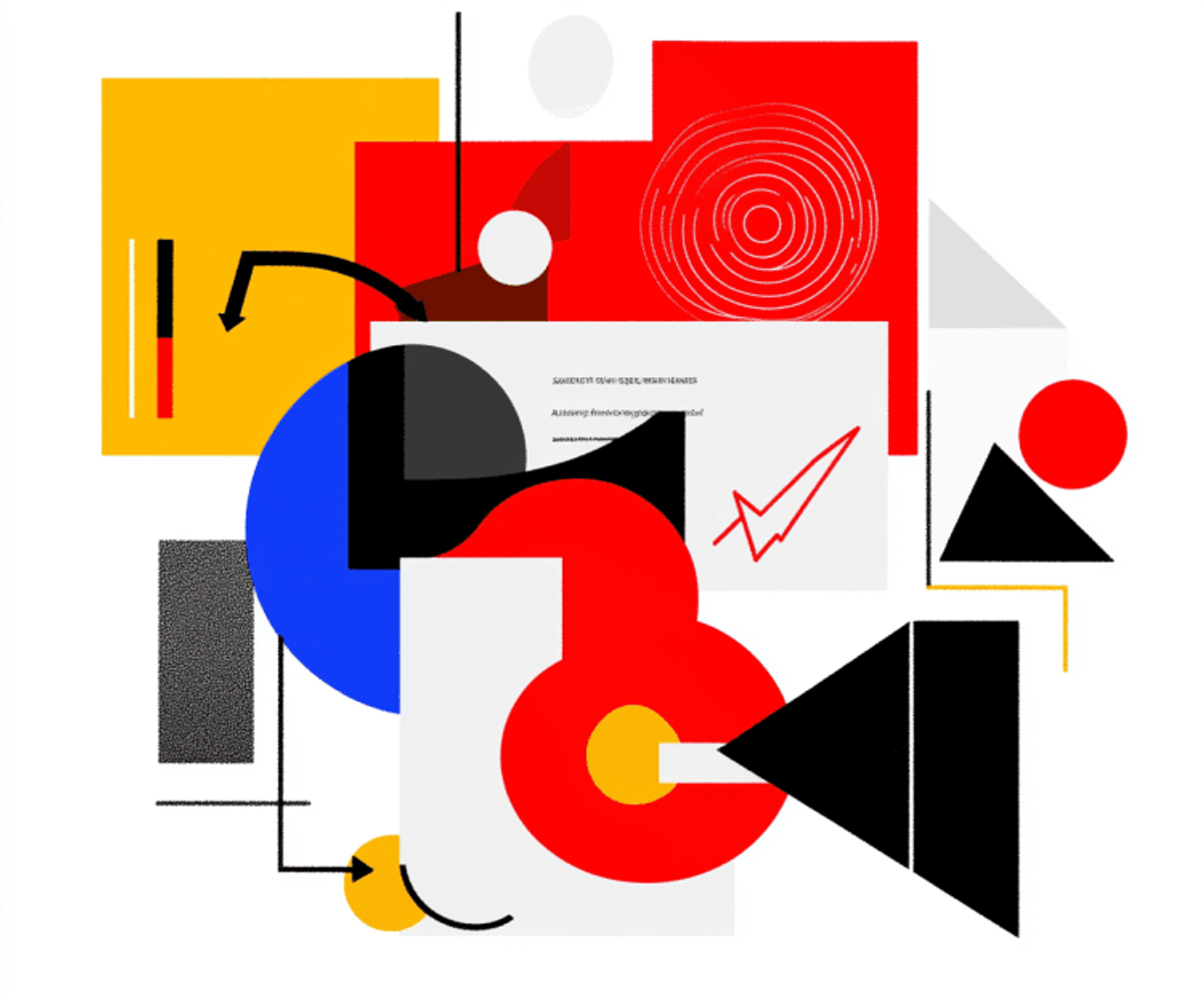 Abstract geometric shapes in vibrant colors.