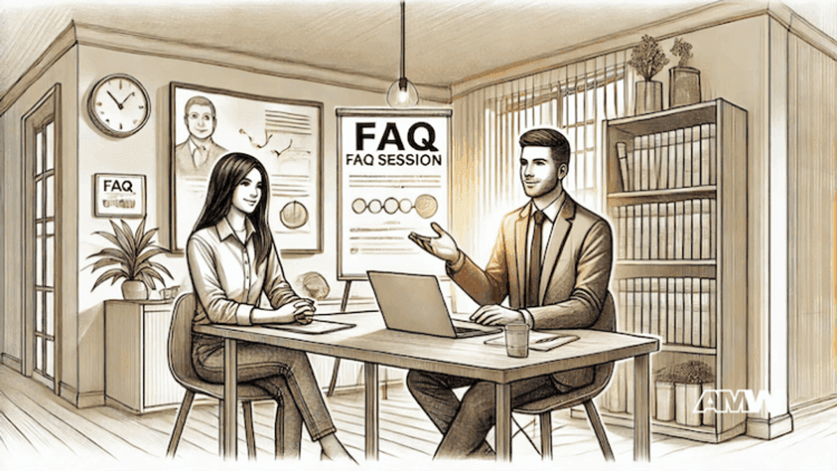 Two professionals discussing in FAQ session.