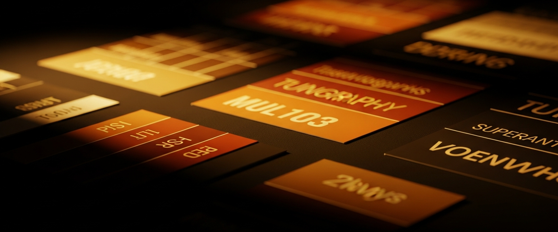 Brand color swatches and typography samples in a premium design studio setting