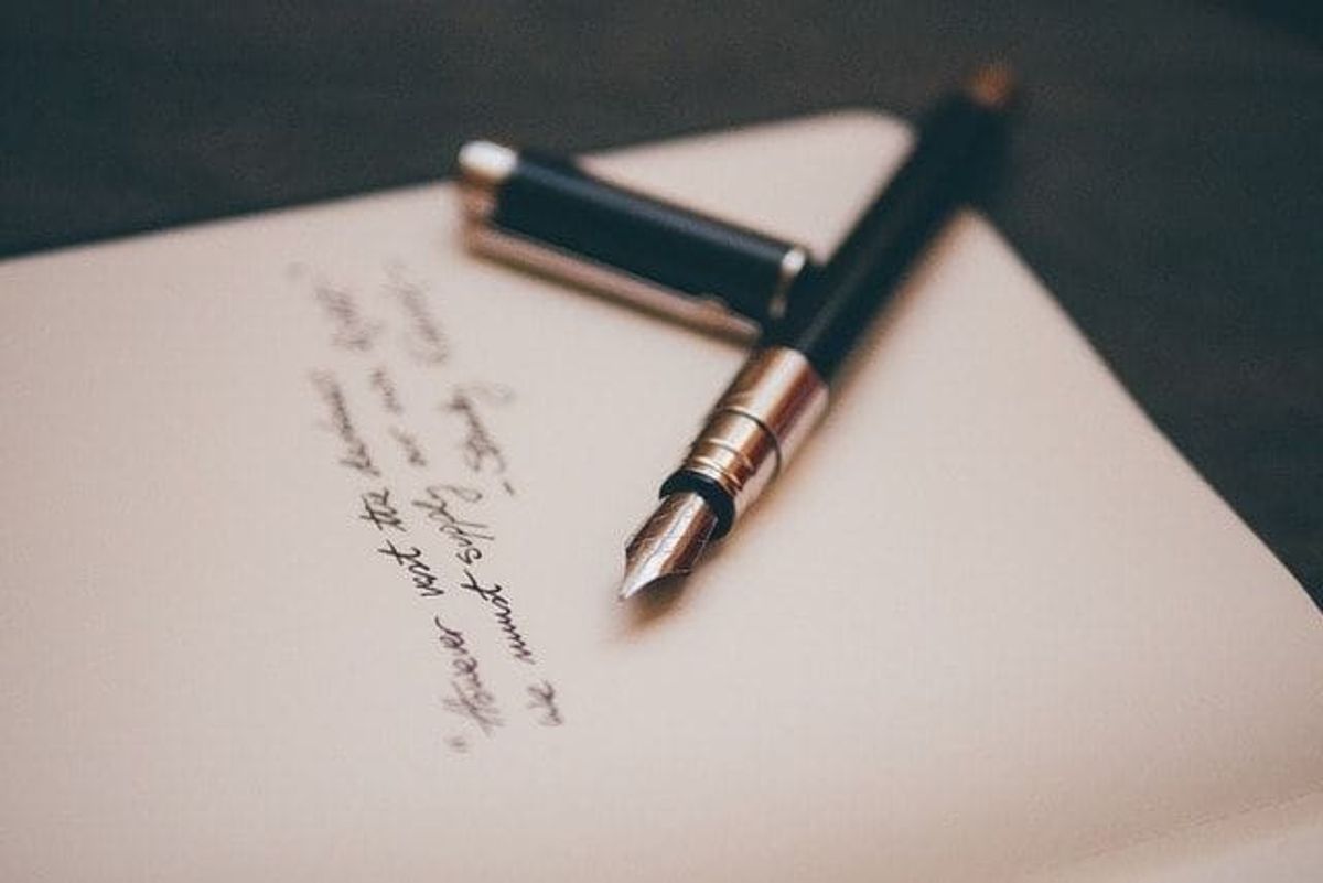 fountain pen, notebook, paper, thank you note