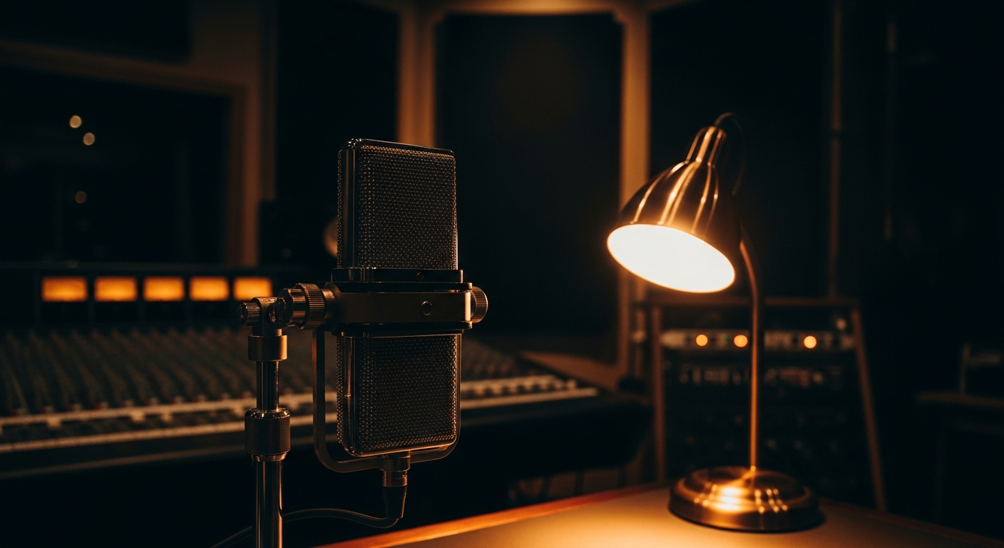 R&B and soul music promotion with vintage microphone and warm aesthetics