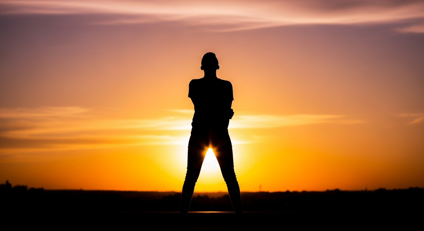 Editorial silhouette against amber sunset
