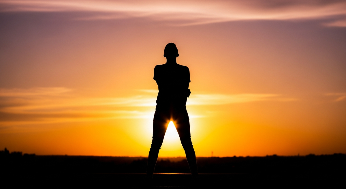 Editorial silhouette against amber sunset