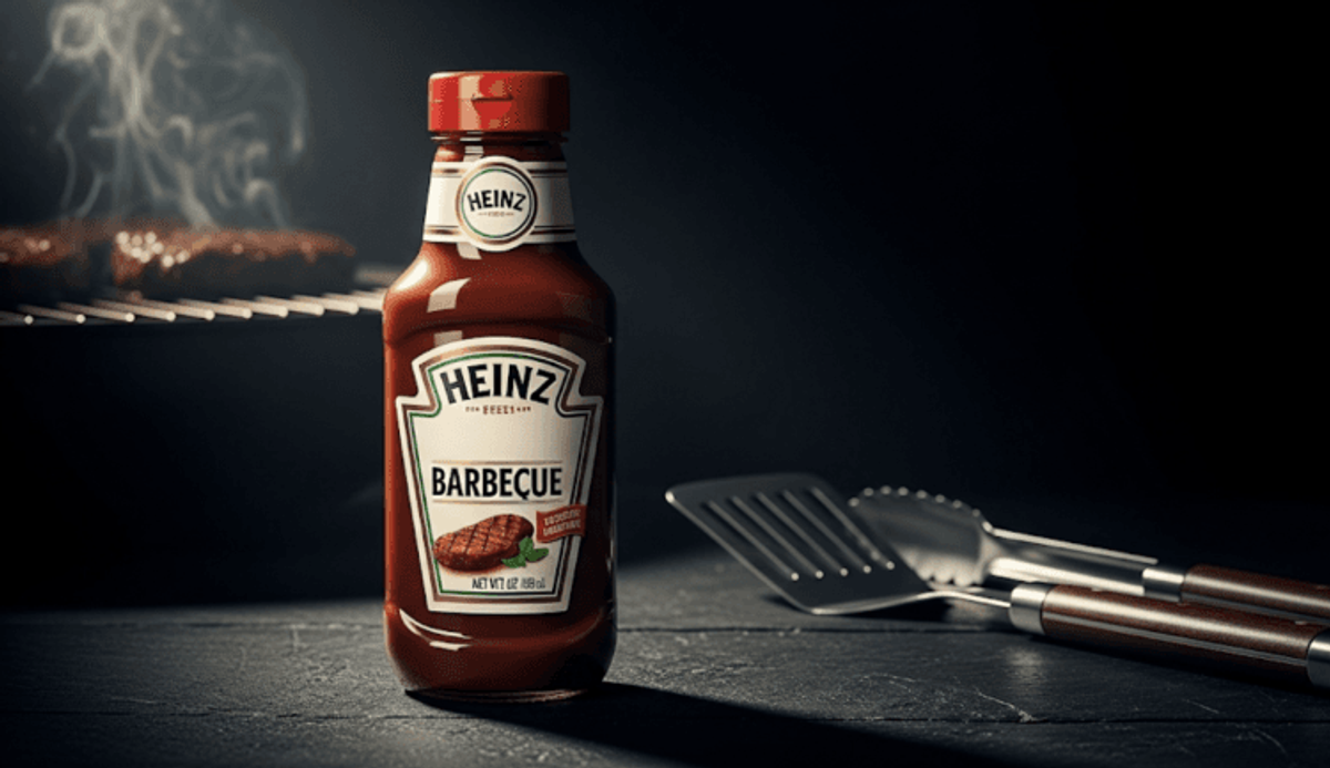Heinz barbecue sauce with grilling tools