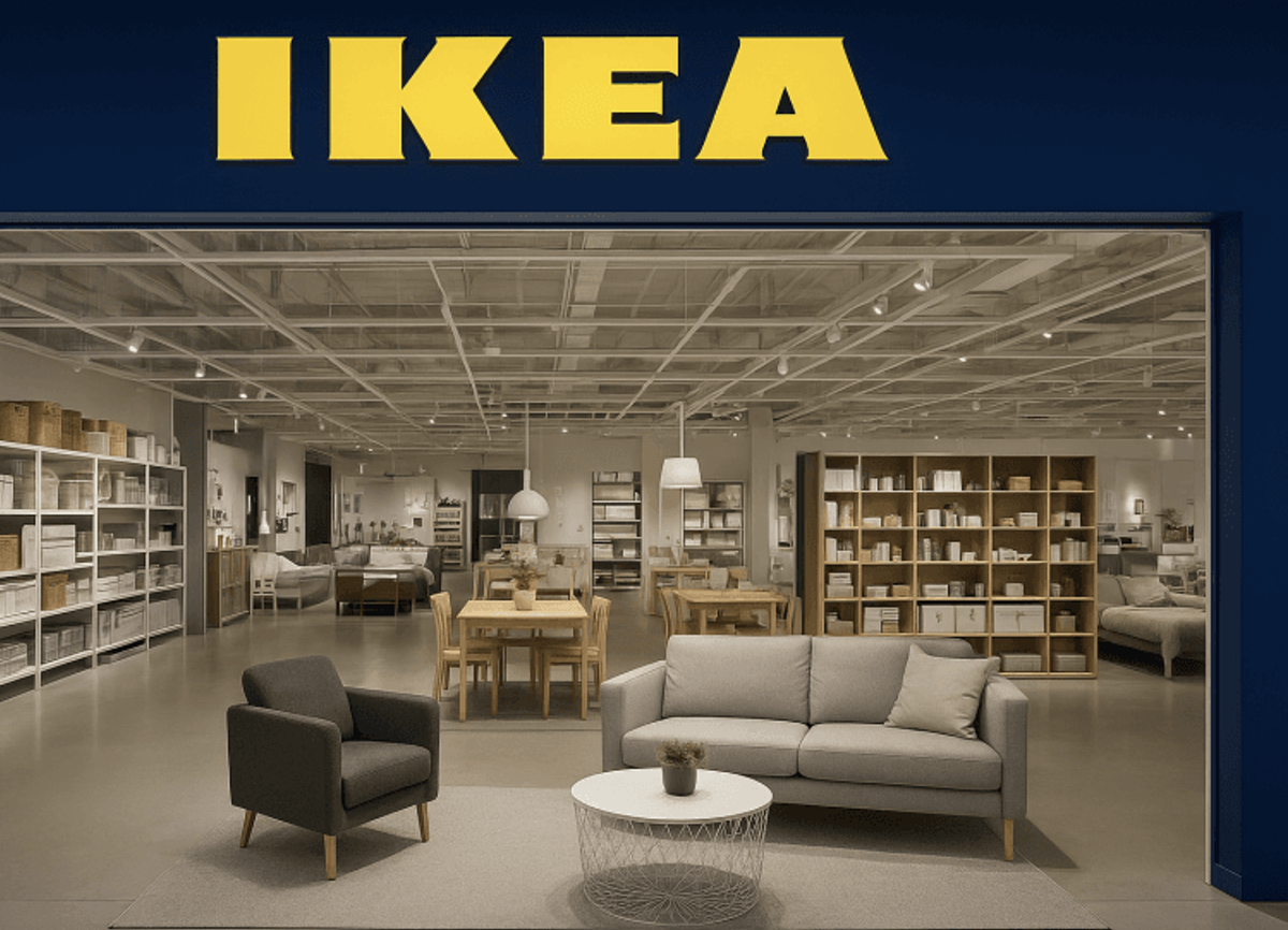 IKEA showroom with modern furniture display.
