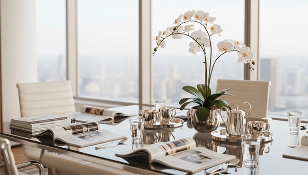 Elegant PR conference room with city views and sophisticated luxury decor