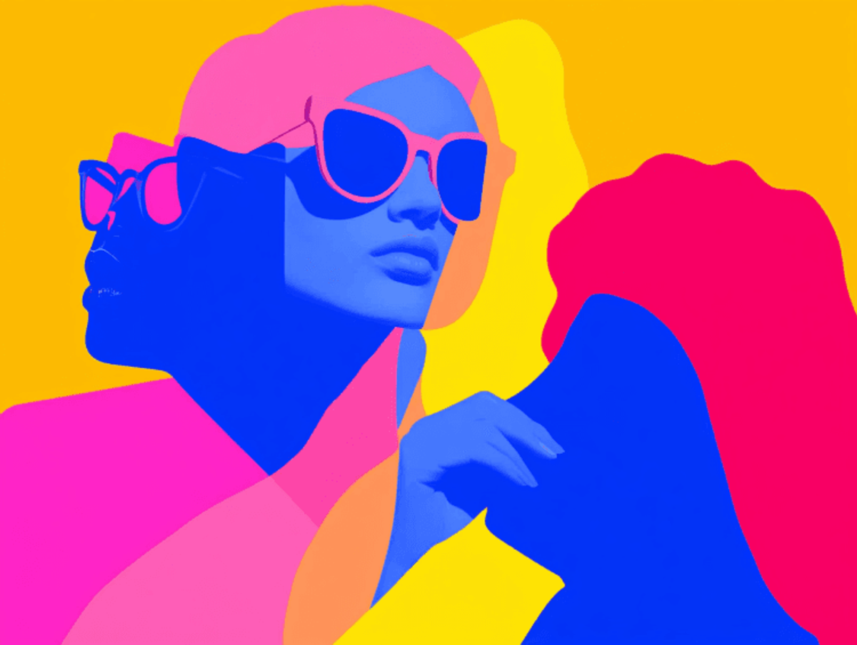 Colorful pop art portrait with sunglasses