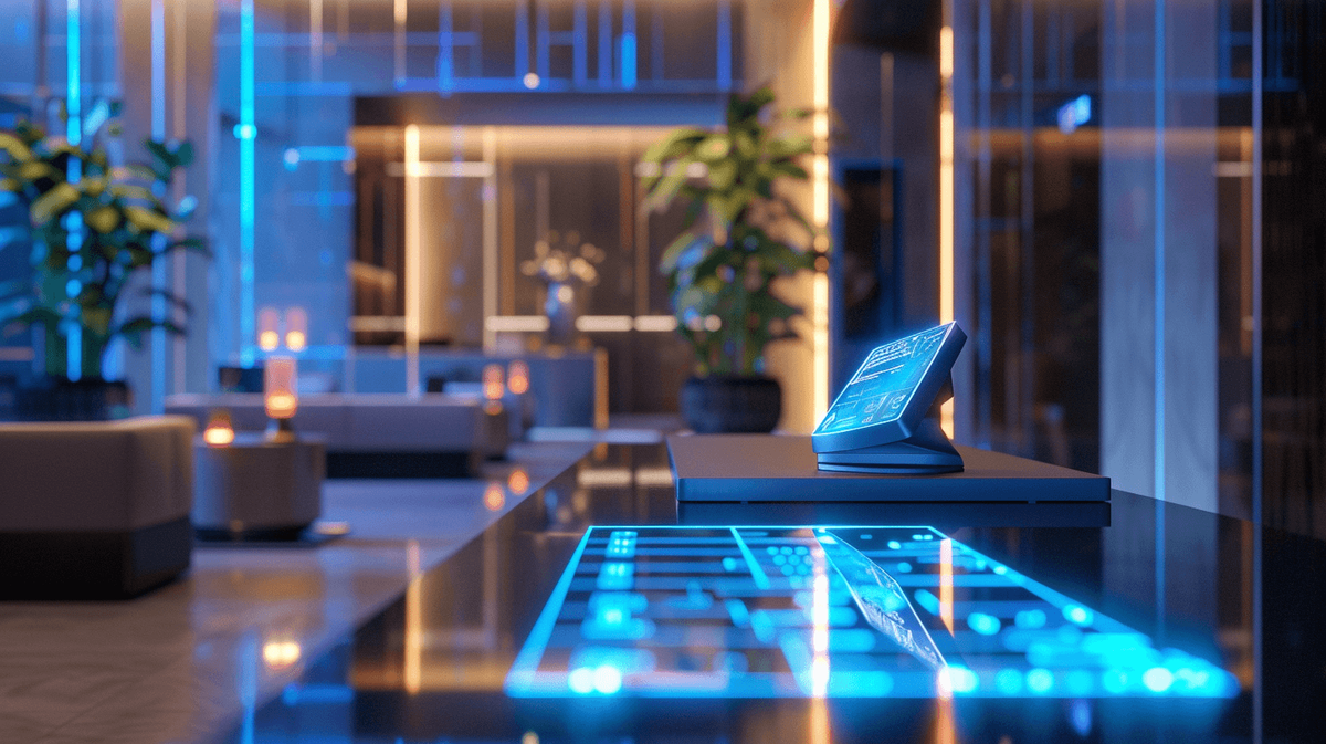 Futuristic smart home with digital keypad