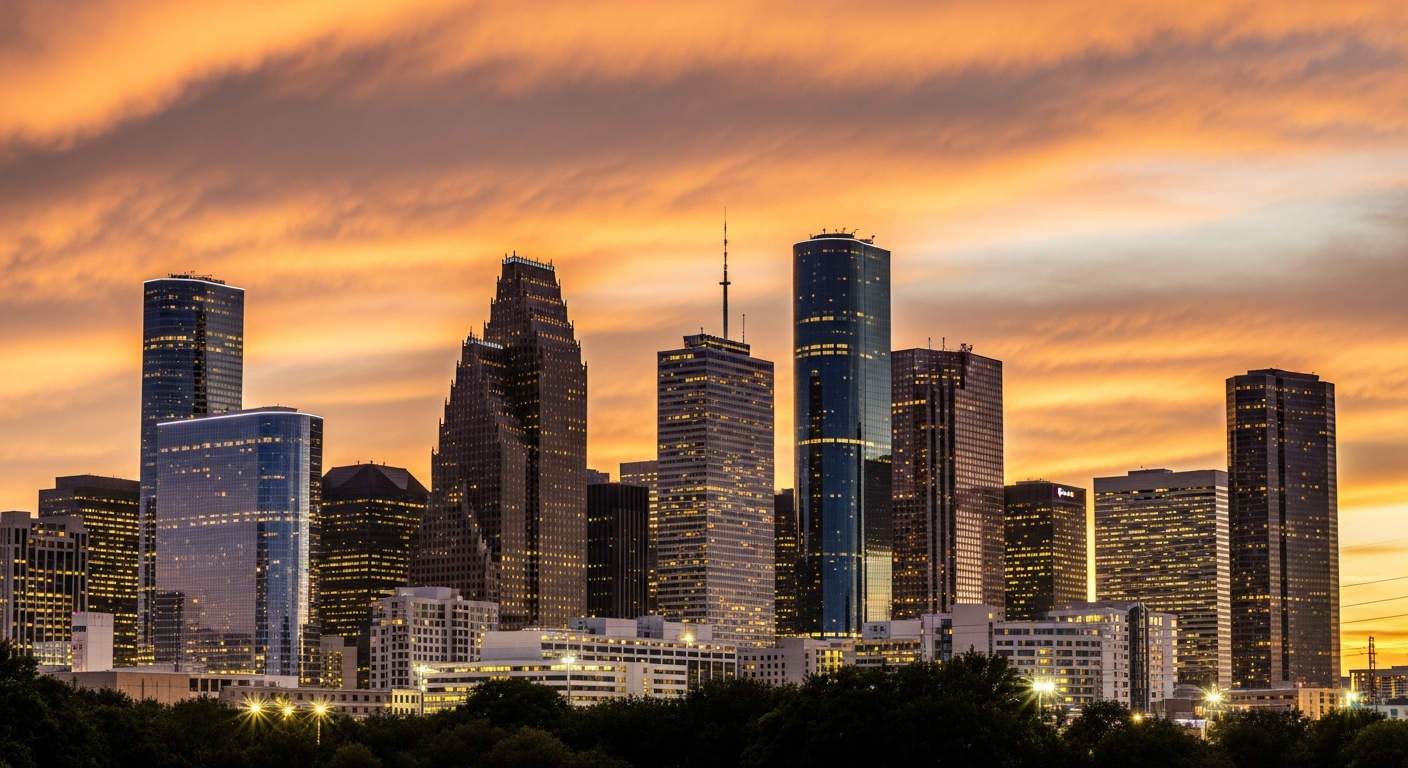 Houston downtown skyline at dusk - Investor Relations in Houston