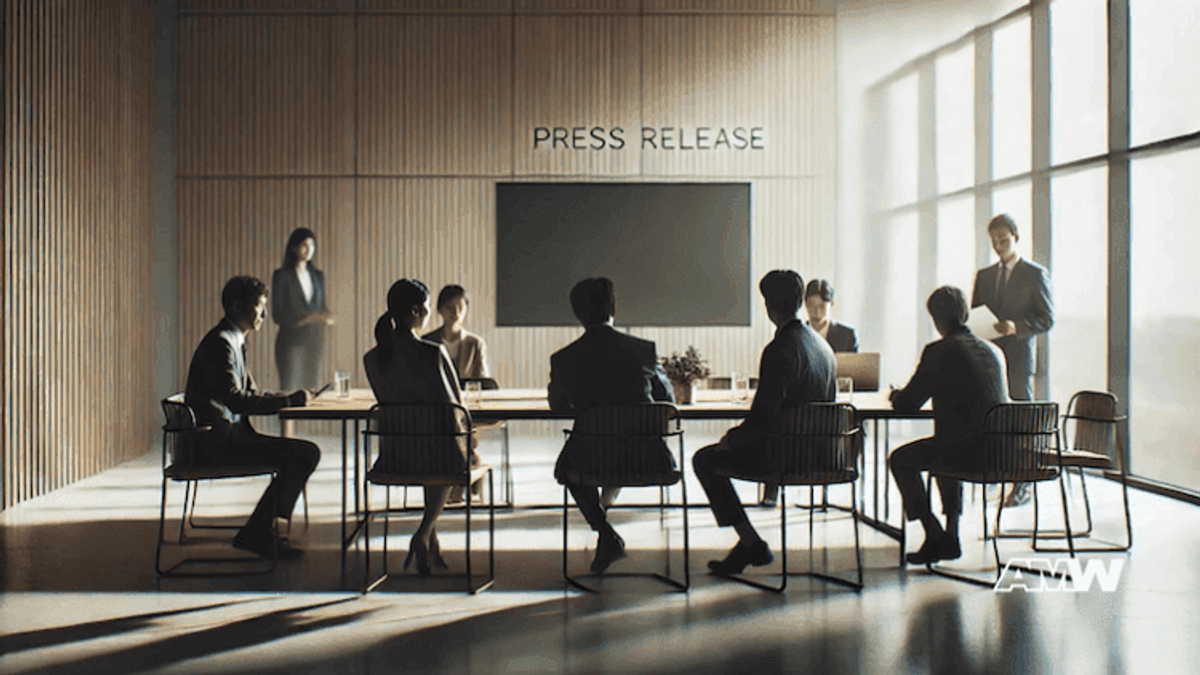 People in meeting room during press release