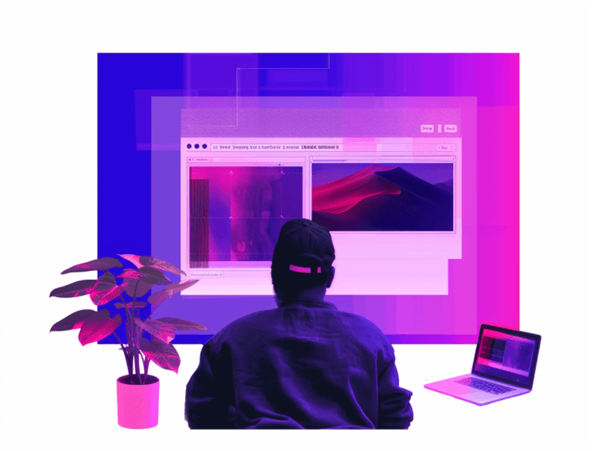 Person designing on computer with vibrant colors