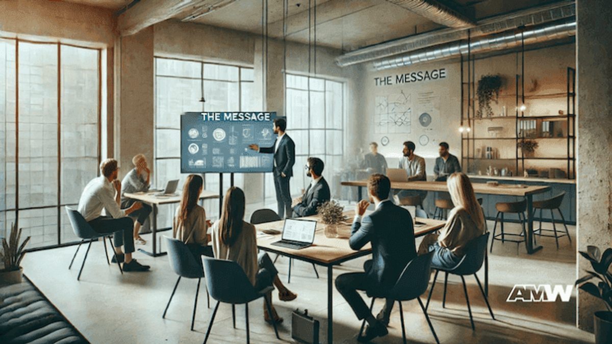 Team meeting with presentation in modern office.